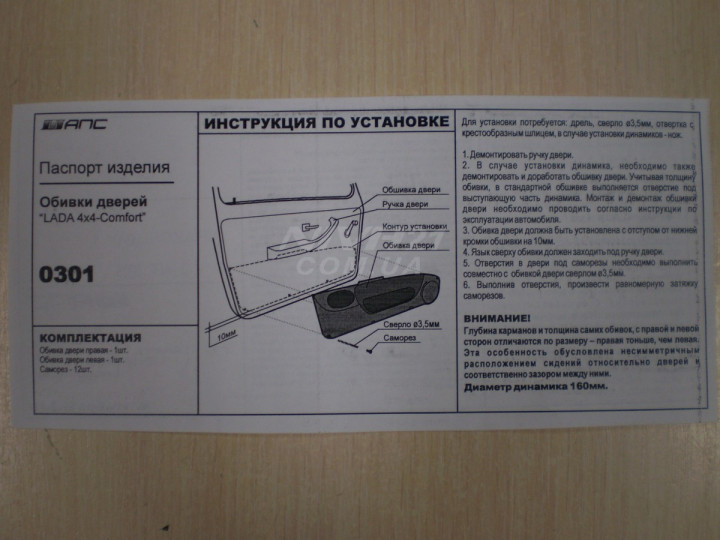 Карманы передних дверей (накладки) ВАЗ 2121-21213